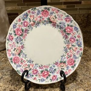 Vintage Crown Staffordshire Pink Floral Chintz Fine Bone China 8.25” Plate